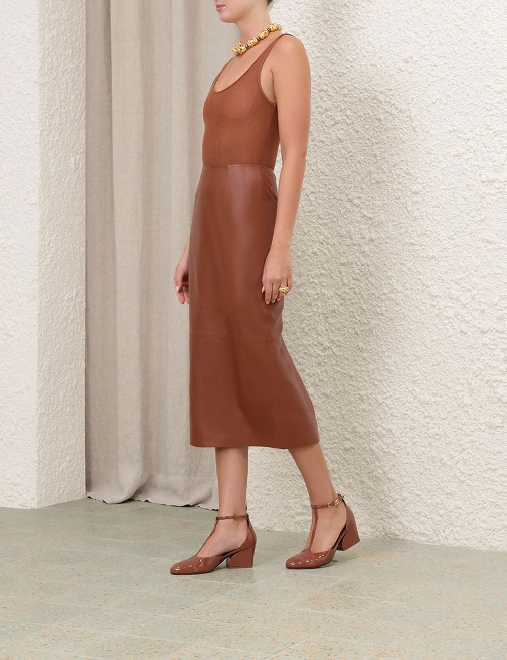NATURA LEATHER SKIRT - 3