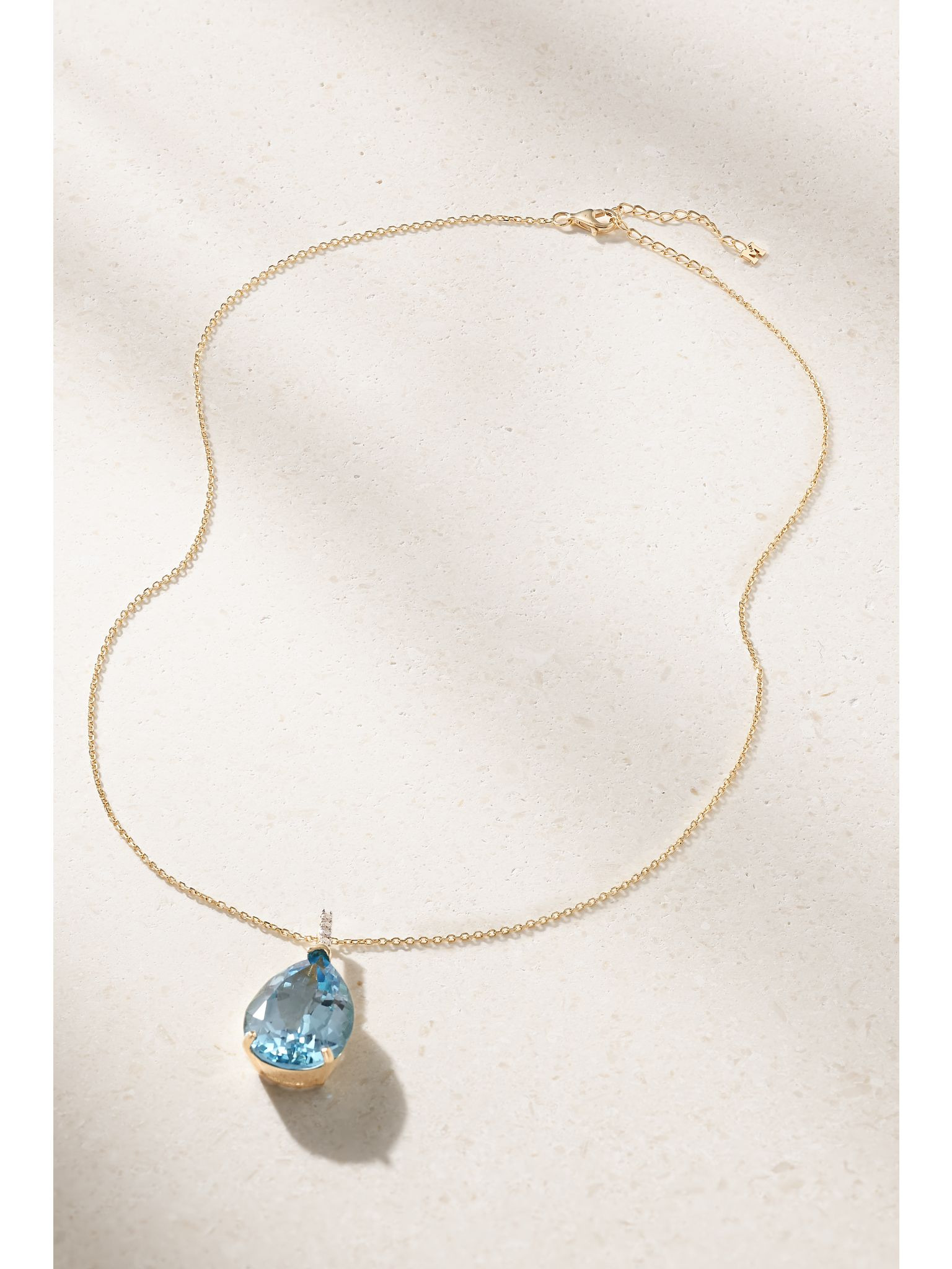 14-karat gold, topaz and diamond necklace Blue - 4