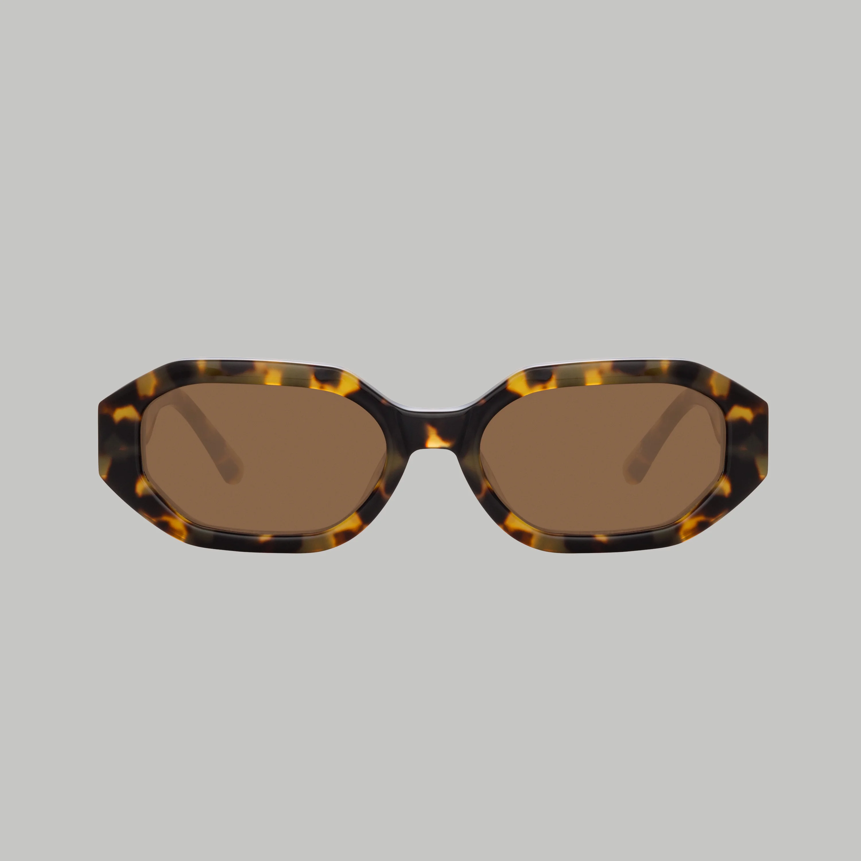 Irene Angular Sunglasses in Tortoiseshell and Brown - 1