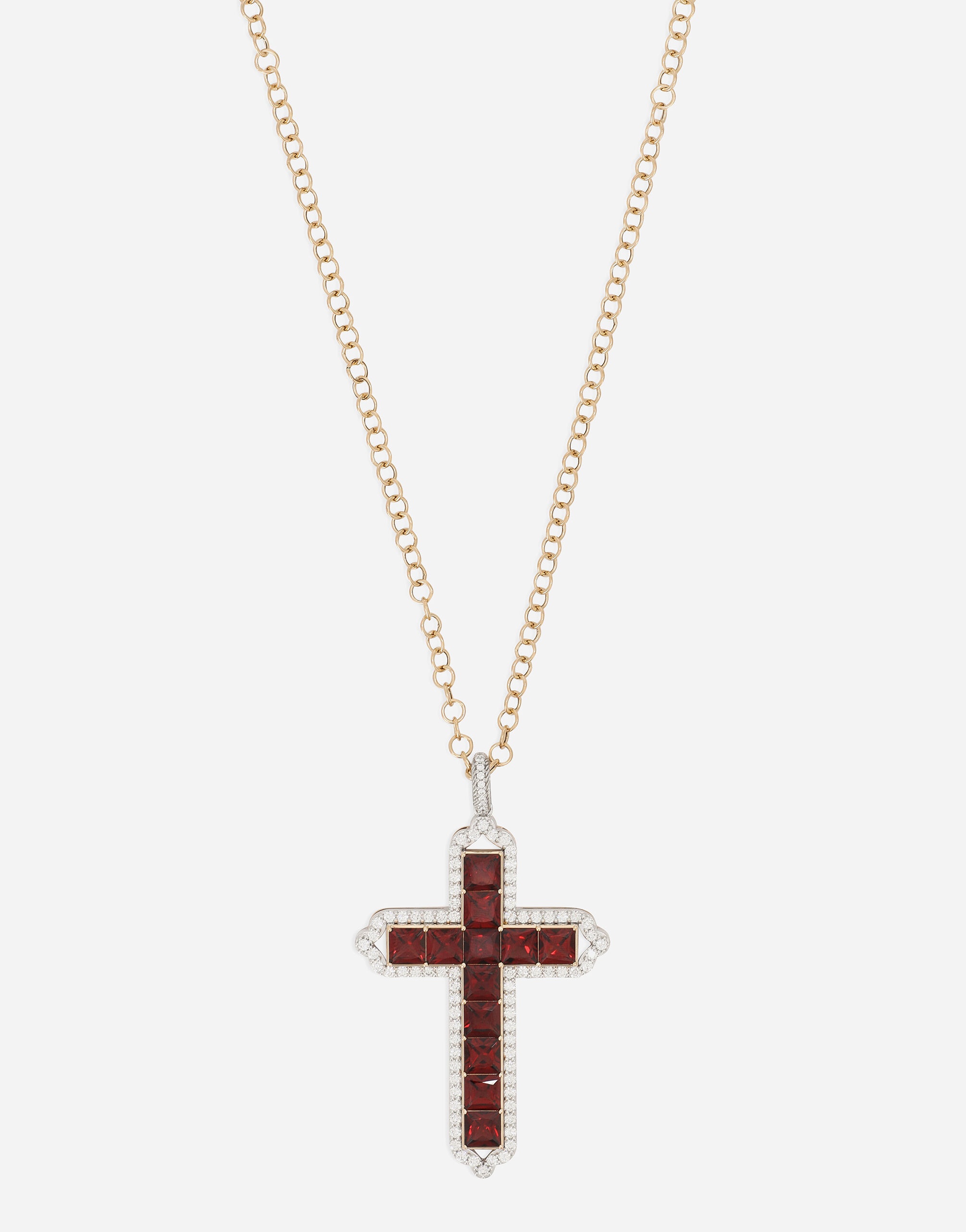 Tradition pendant in yellow and white gold 18Kt with rhodolite garnets and diamonds - 2