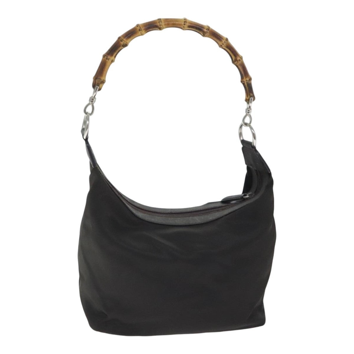 GUCCI Bamboo Hand Bag Nylon Leather Brown Silver 000 1956 000 1956 - 2