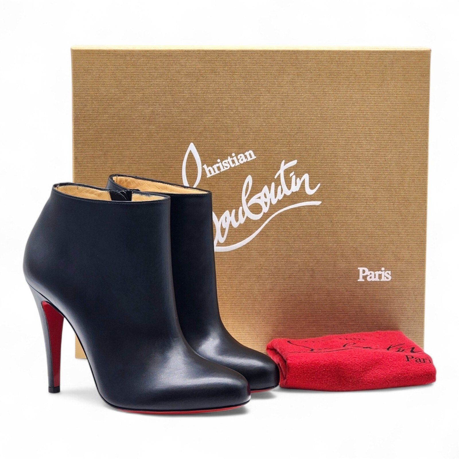 Christian Louboutin Belle 85 Leather Ankle Booties Black EU 37 US 6.5 - 3