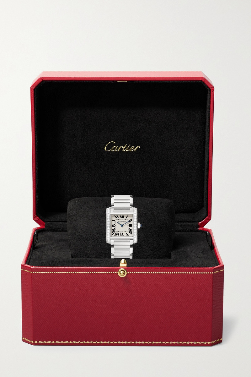 Tank Française 25.05mm medium stainless steel and diamond watch 7
