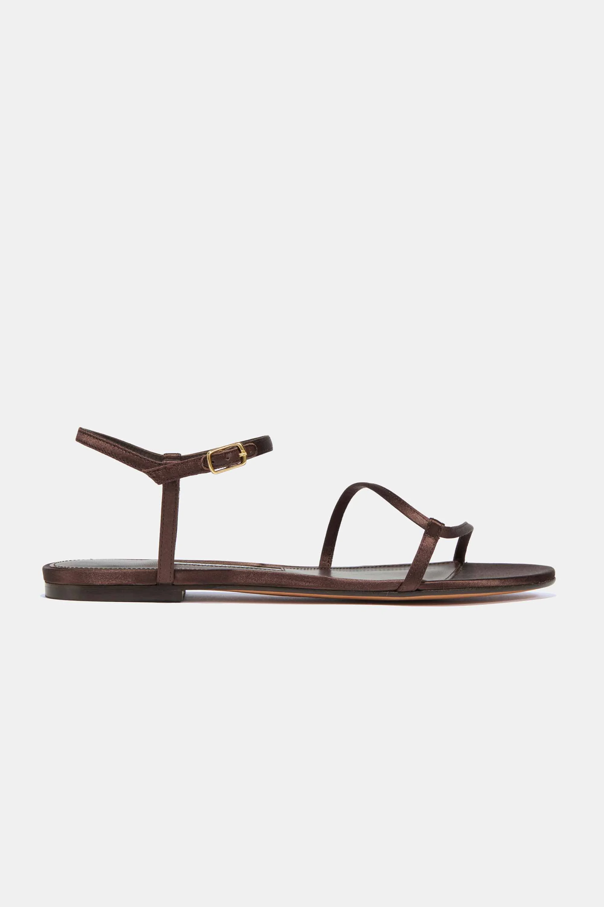 LOOP SANDAL IN ESPRESSO SATIN - 1
