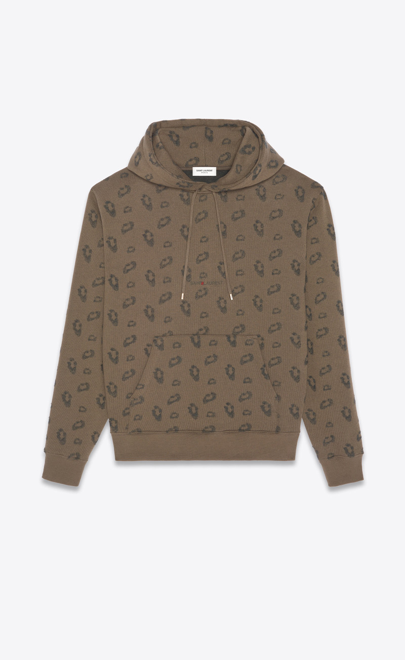 saint laurent rive gauche hoodie in leopard jacquard 1