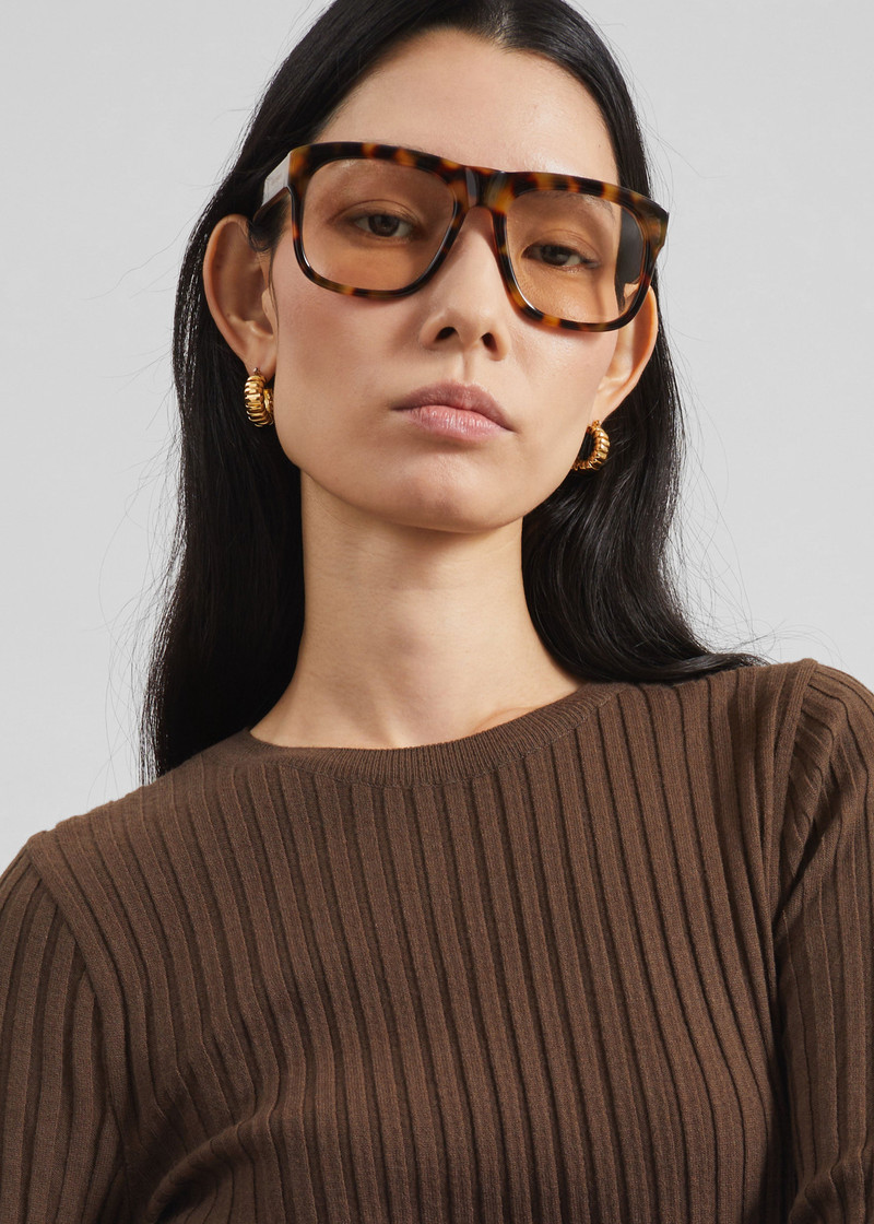 Ruan Ribbed Knit Top - Brown 4