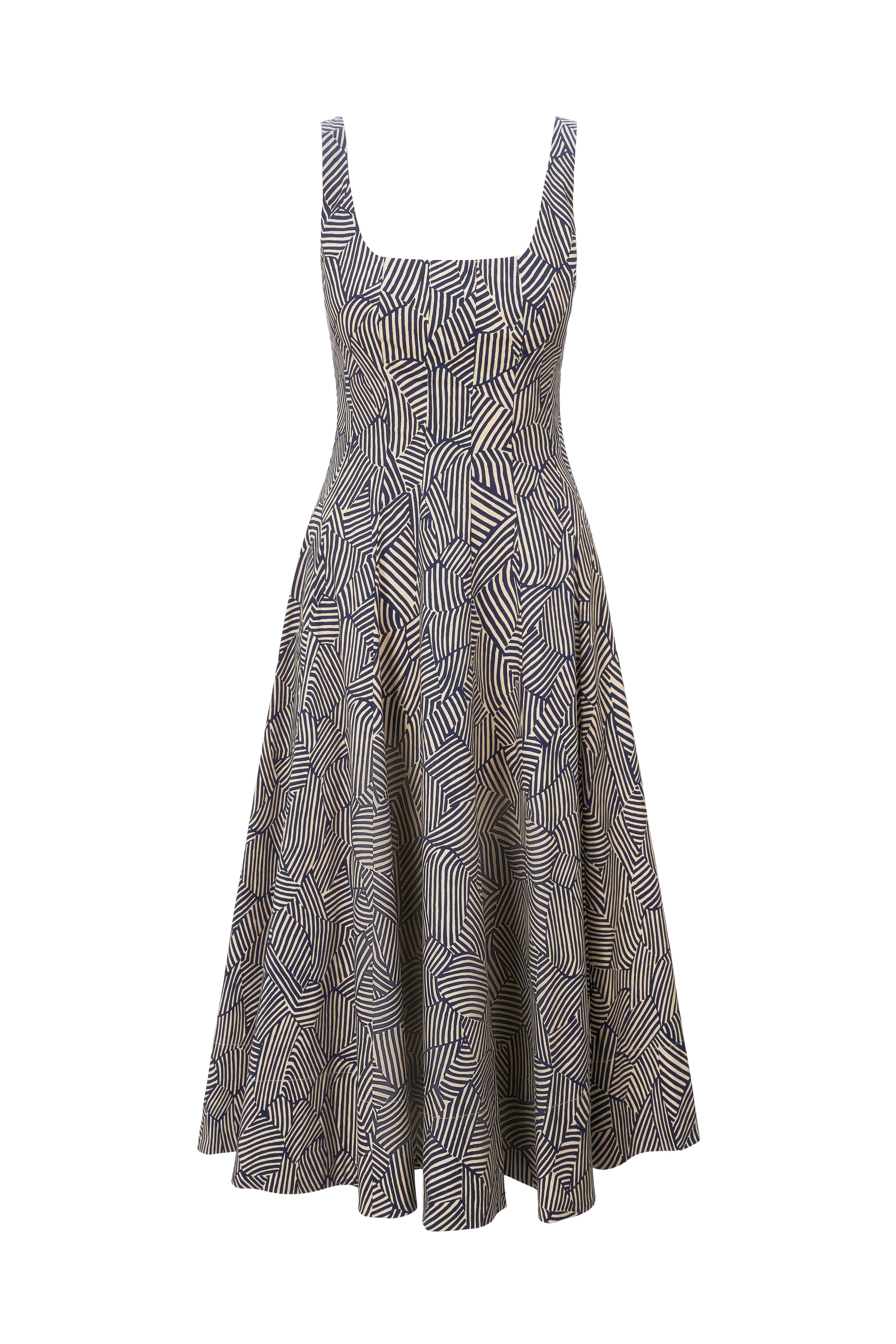 STAUD WELLS DRESS NAVY MOSAIC - 1