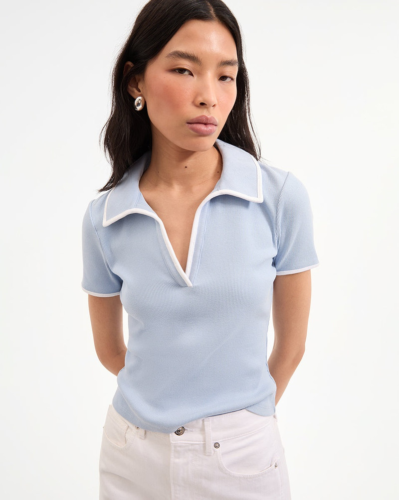 VERONICA BEARD KEARNEY TEE WITH CONTRAST PIPING outlook
