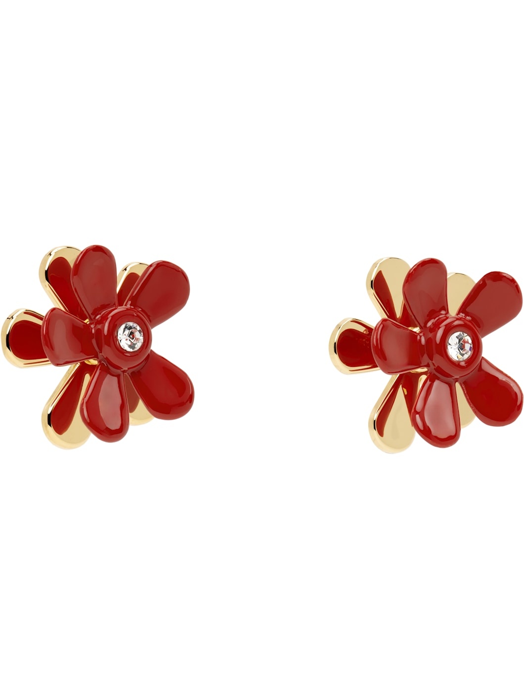 Red & Gold Flower Pop Earrings - 2
