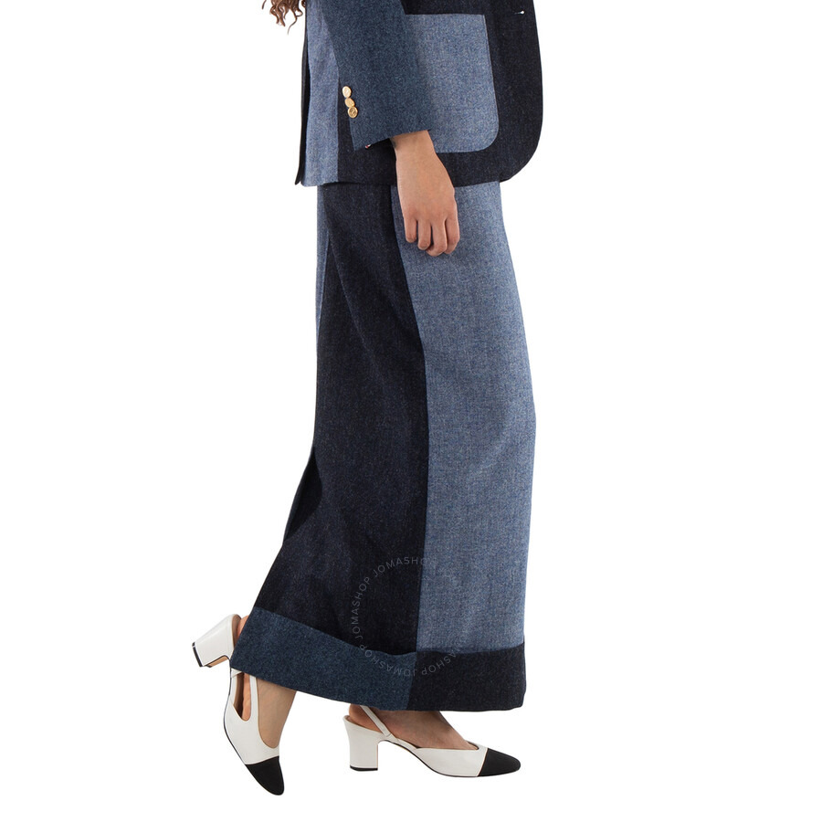 Thom Browne Ladies Navy Fun-Mix Donegal Tweed Sack Trouser Skirt - 3