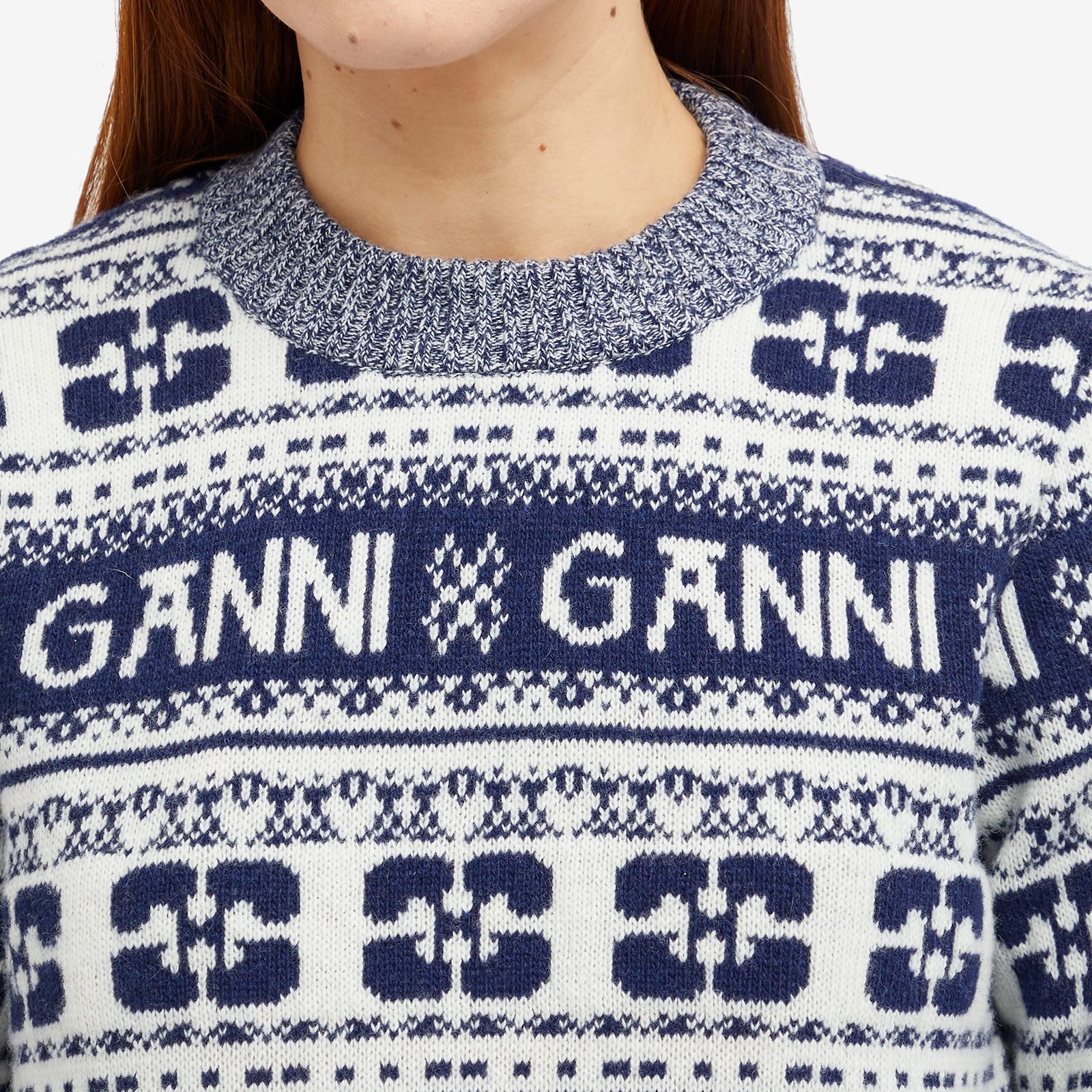 GANNI Logo Wool Mix O-Neck Pullover - 5