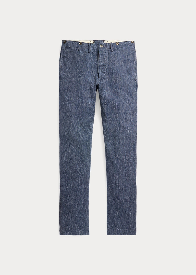 RRL by Ralph Lauren Indigo Linen-Cotton Officer's Pant - 648408