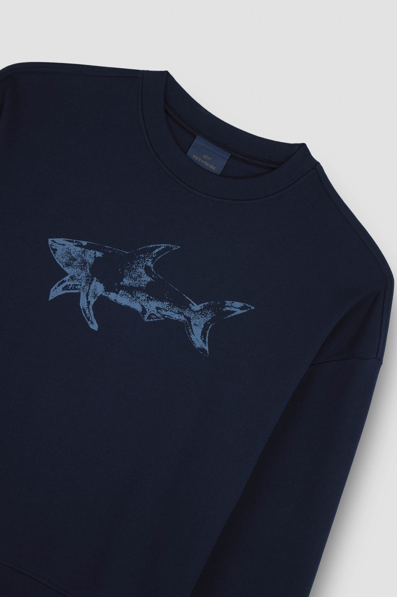 COTTON FLEECE SWEATSHIRT WITH SHARK PRINT 5