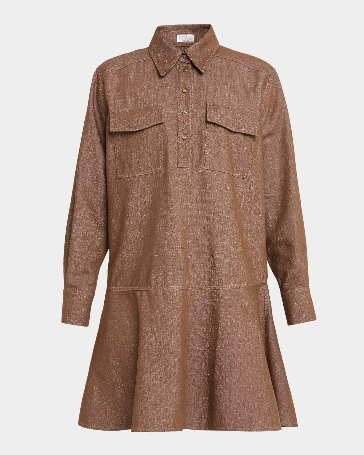 Shimmering Denim Mini Shirtdress - 1