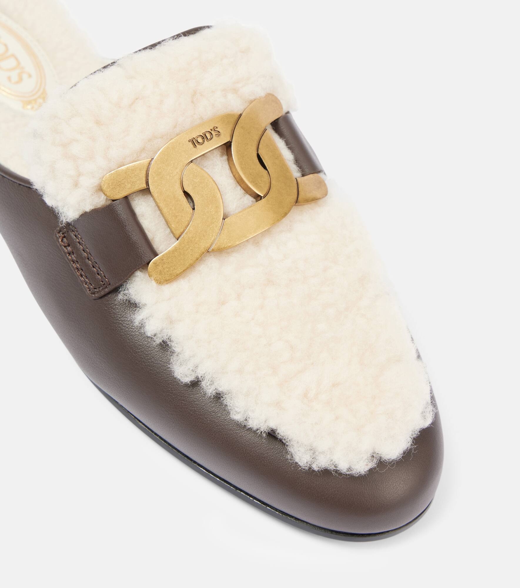 Catena shearling-lined leather slippers - 5