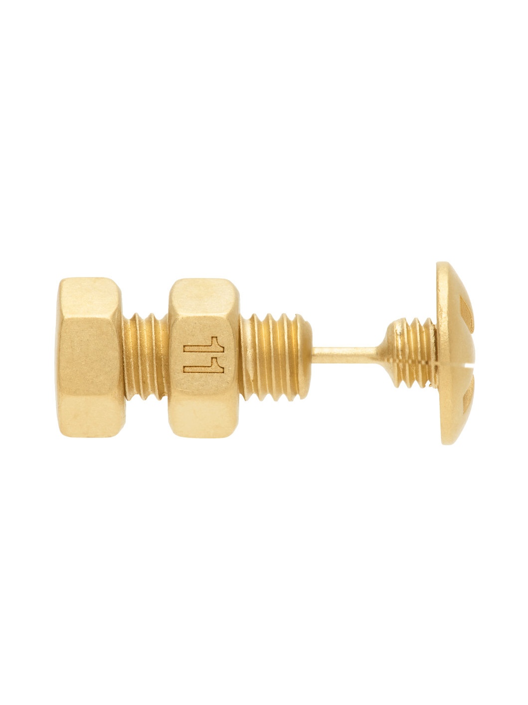 Gold Bolt & Nut Screw Single Earring - 1
