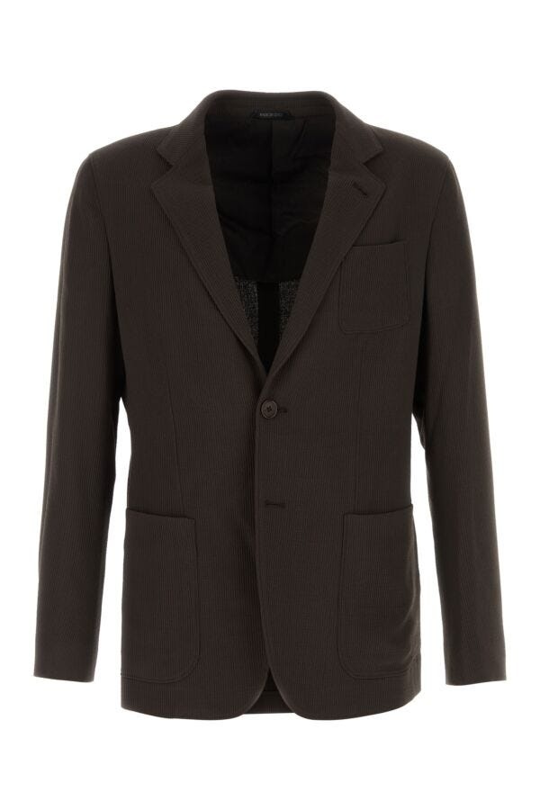 Giorgio Armani Man Brown Wool And Viscose Blazer - 1