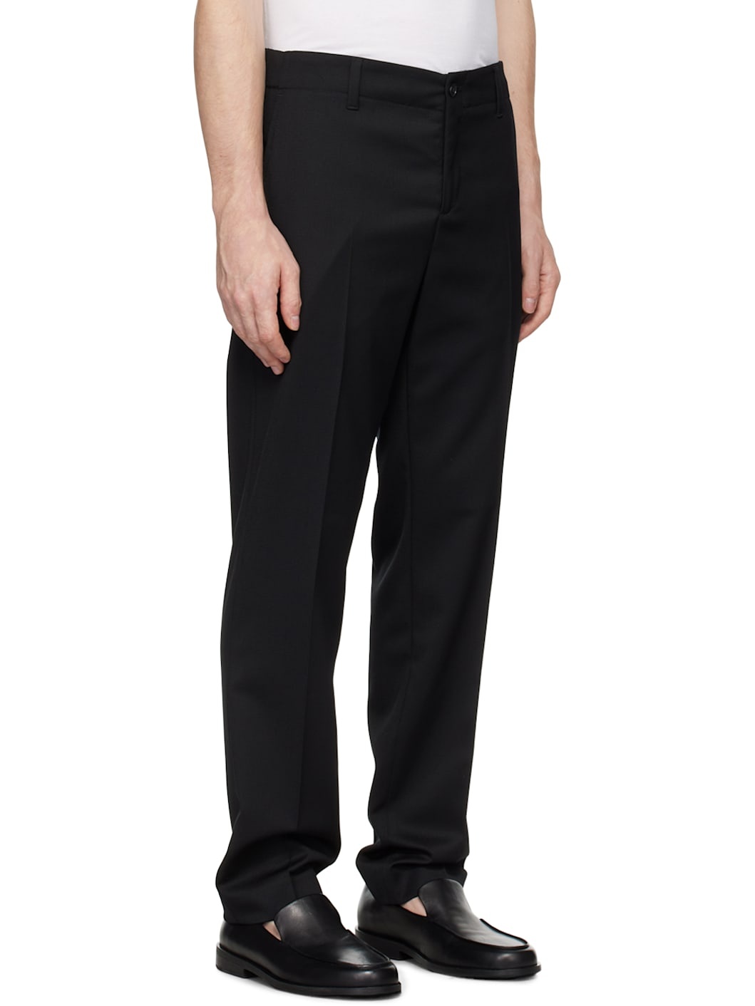 Black Elastic Waist Tailored Trousers - 2