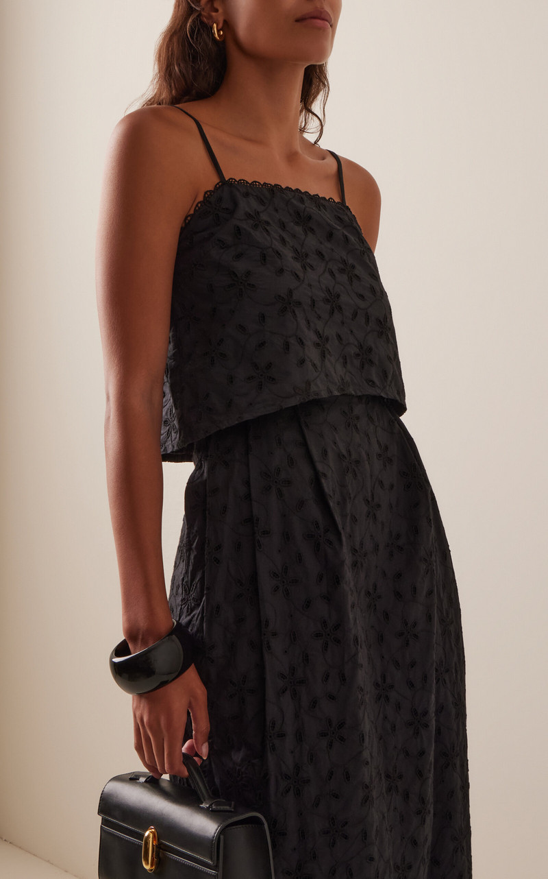 POSSE Salma Eyelet Cotton Top black outlook