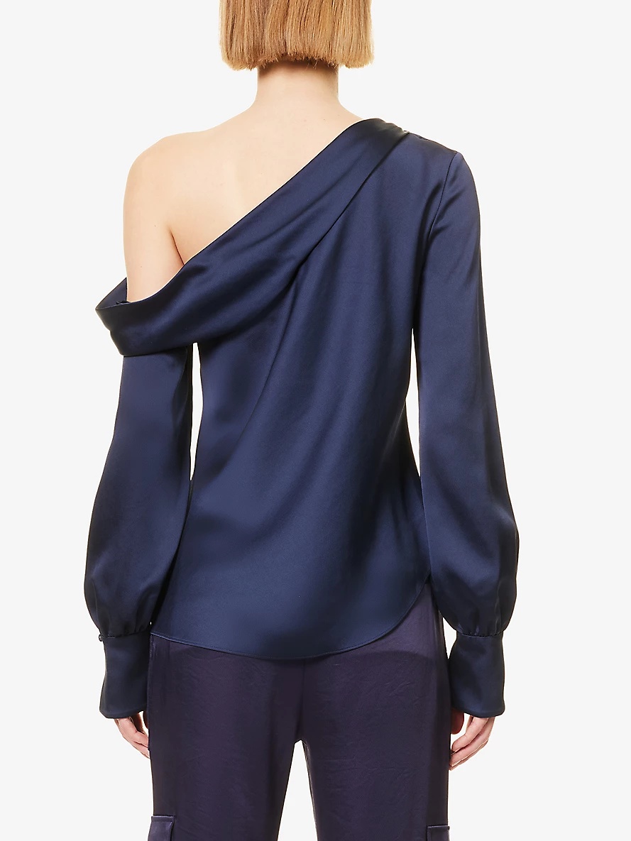 Alice asymmetric-neck satin top - 4