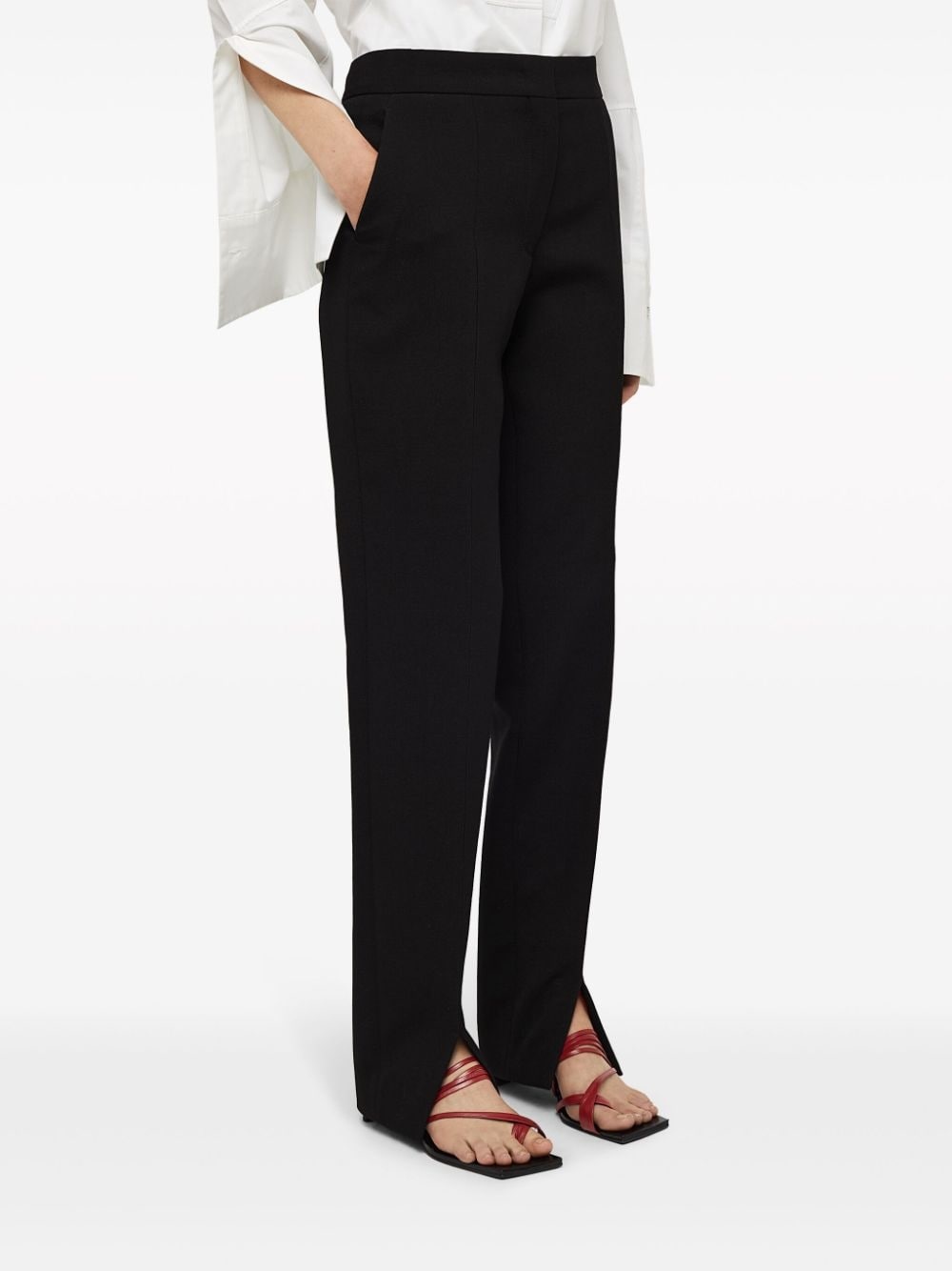 high-waist wool straight-leg trousers - 4