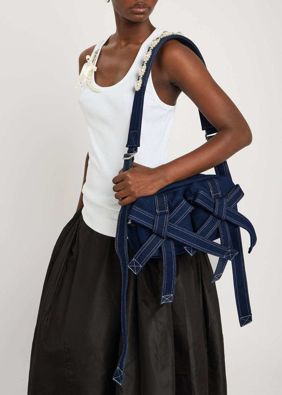 Simone Rocha Bow Embellished Denim Cross-body bag - 5