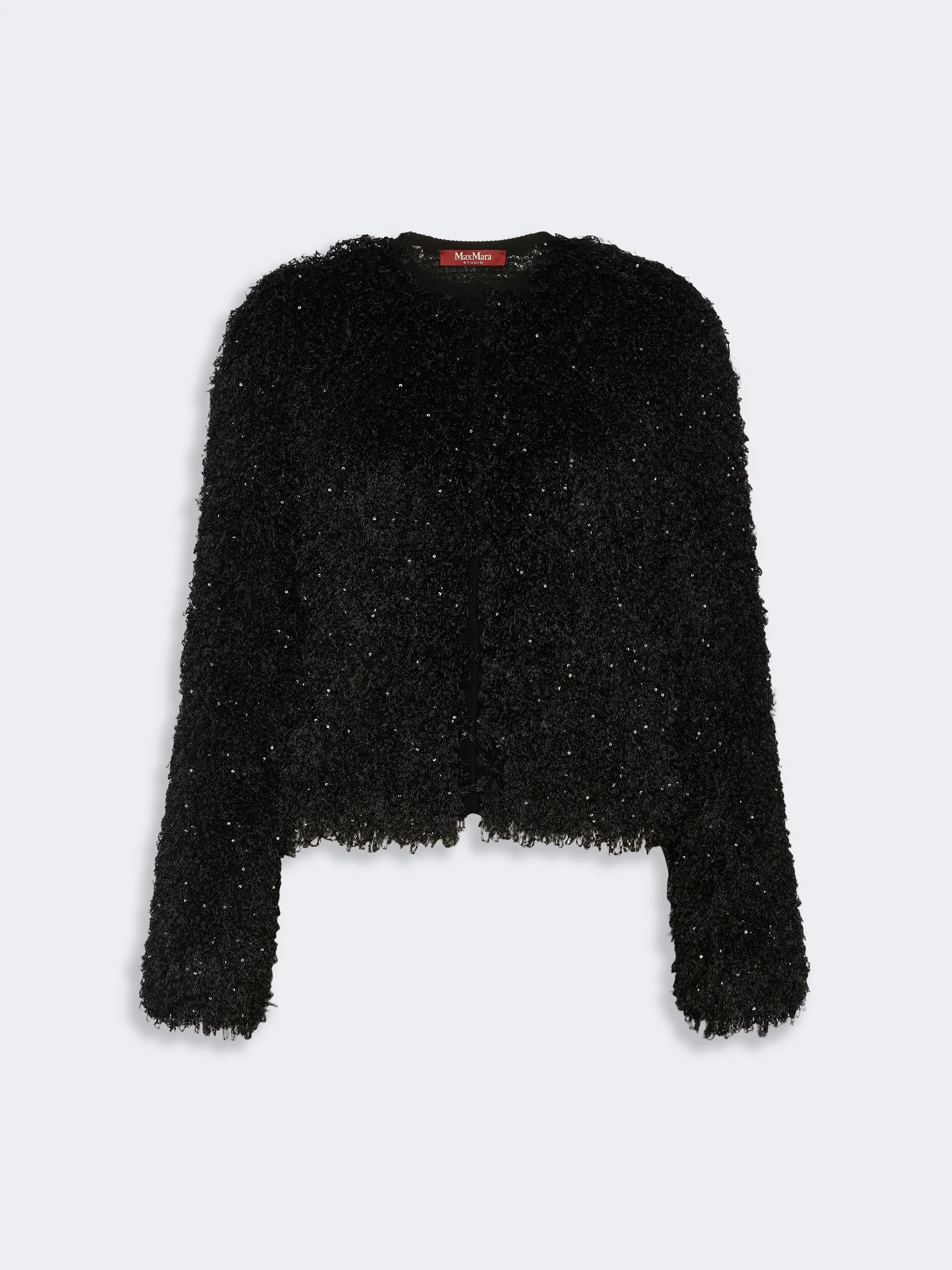GIOSTRA Soft-textured cardigan with sequins - BLACK - 1