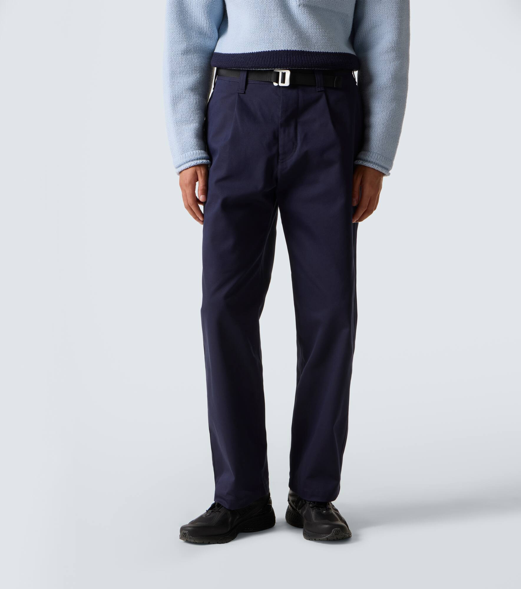 Belted gabardine straight pants - 3