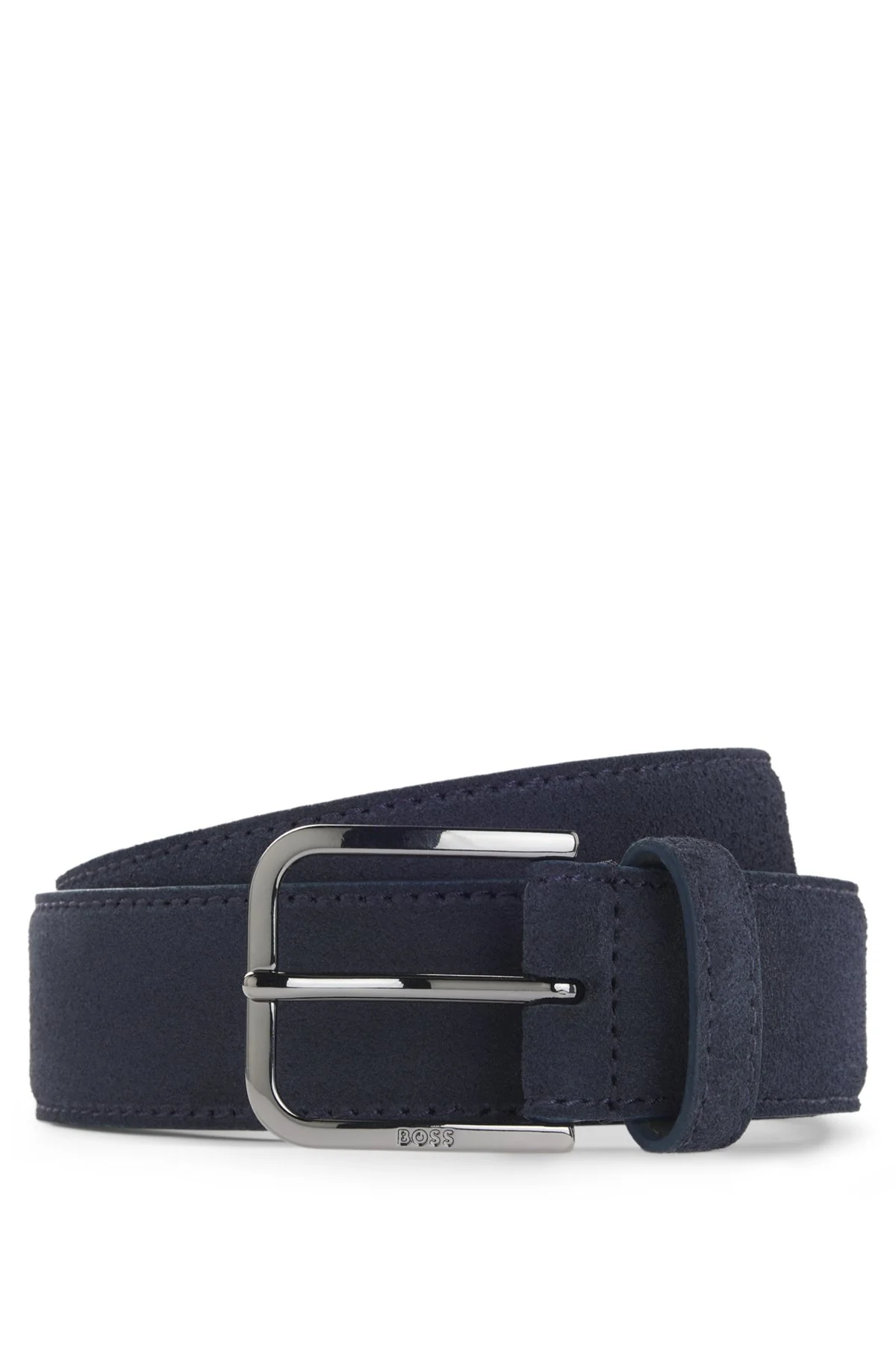 LEATHER BUSINESS BELT WITH POLISHED GUNMETAL BUCKLE - 1