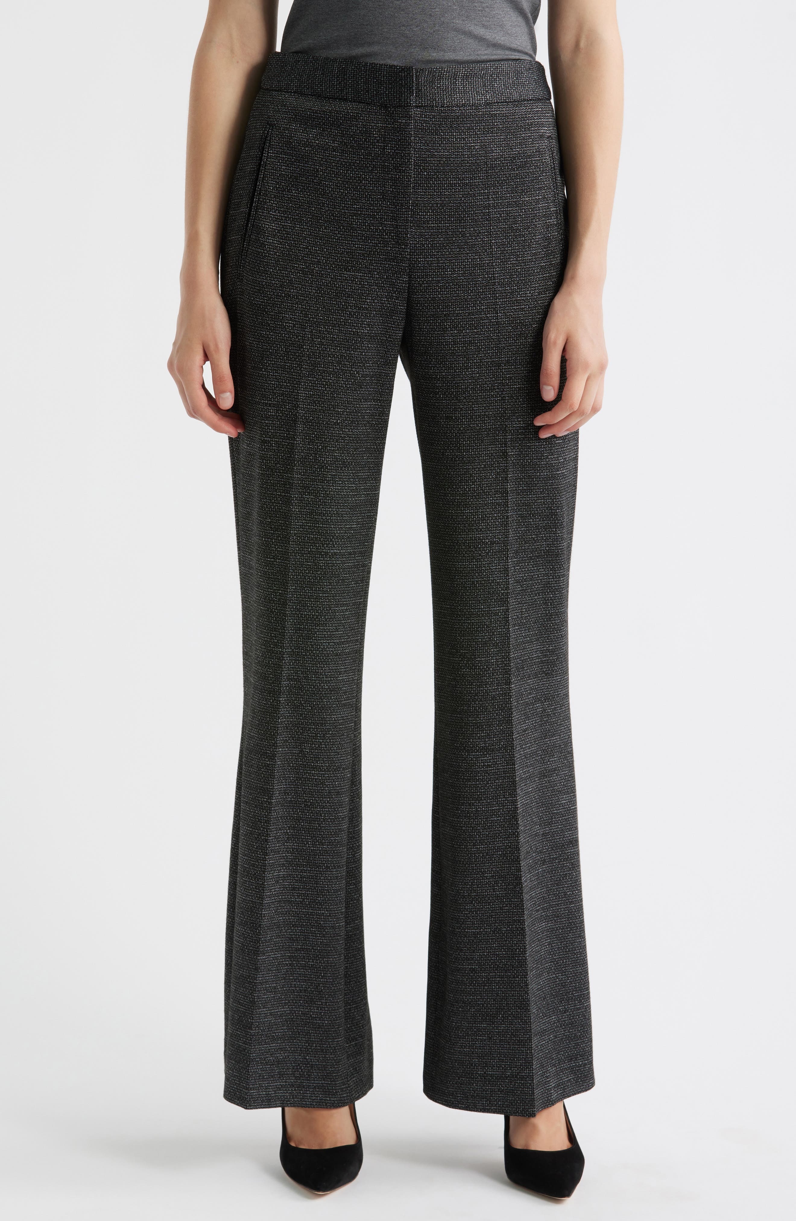 BOSS Talia Flare Pants in Charcoal Jersey Structure at Nordstrom - 1