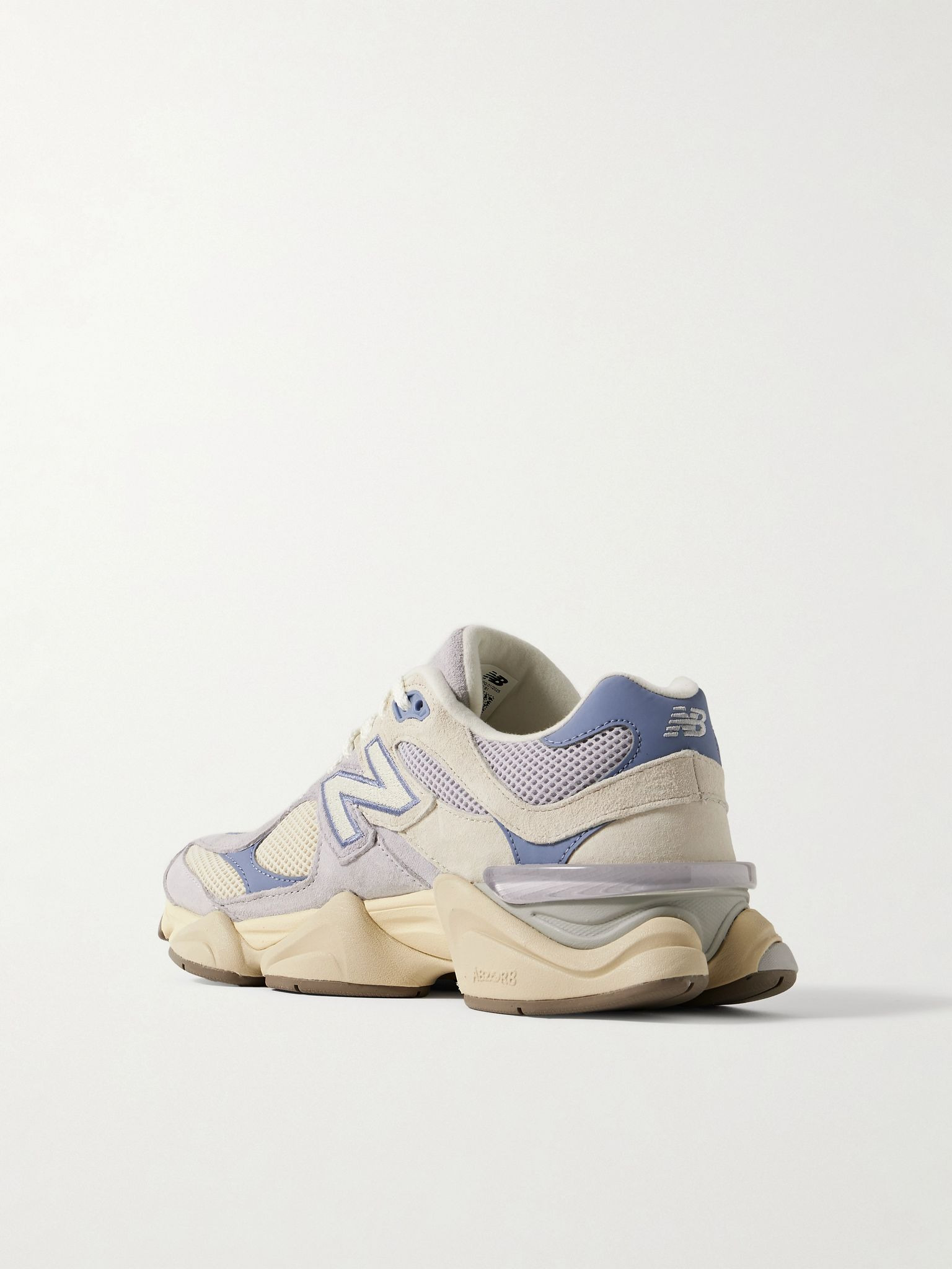 9060 rubber and leather-trimmed suede and mesh sneakers Light blue - 3