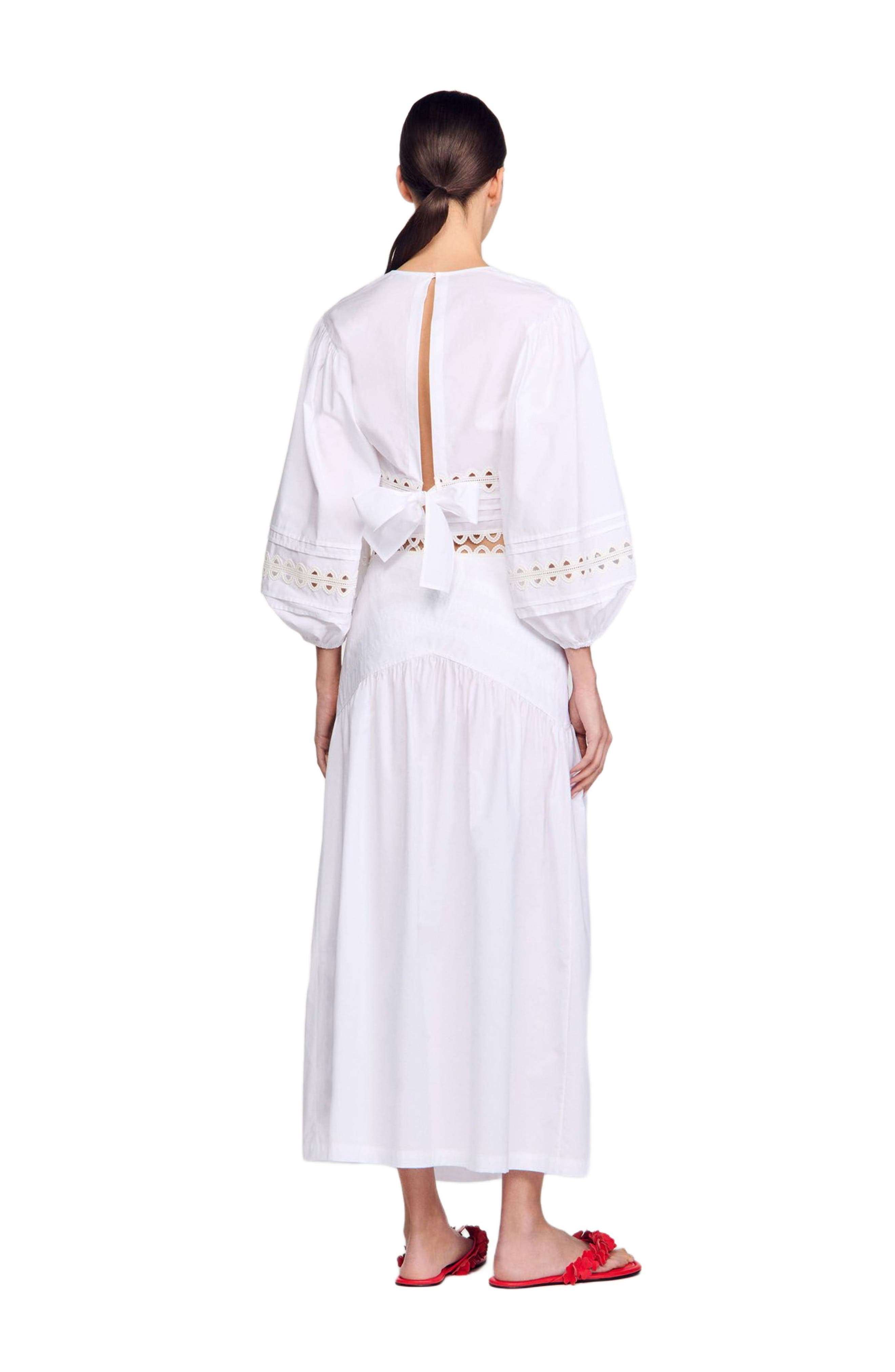 SANDRO Long poplin skirt in White at Nordstrom - 2