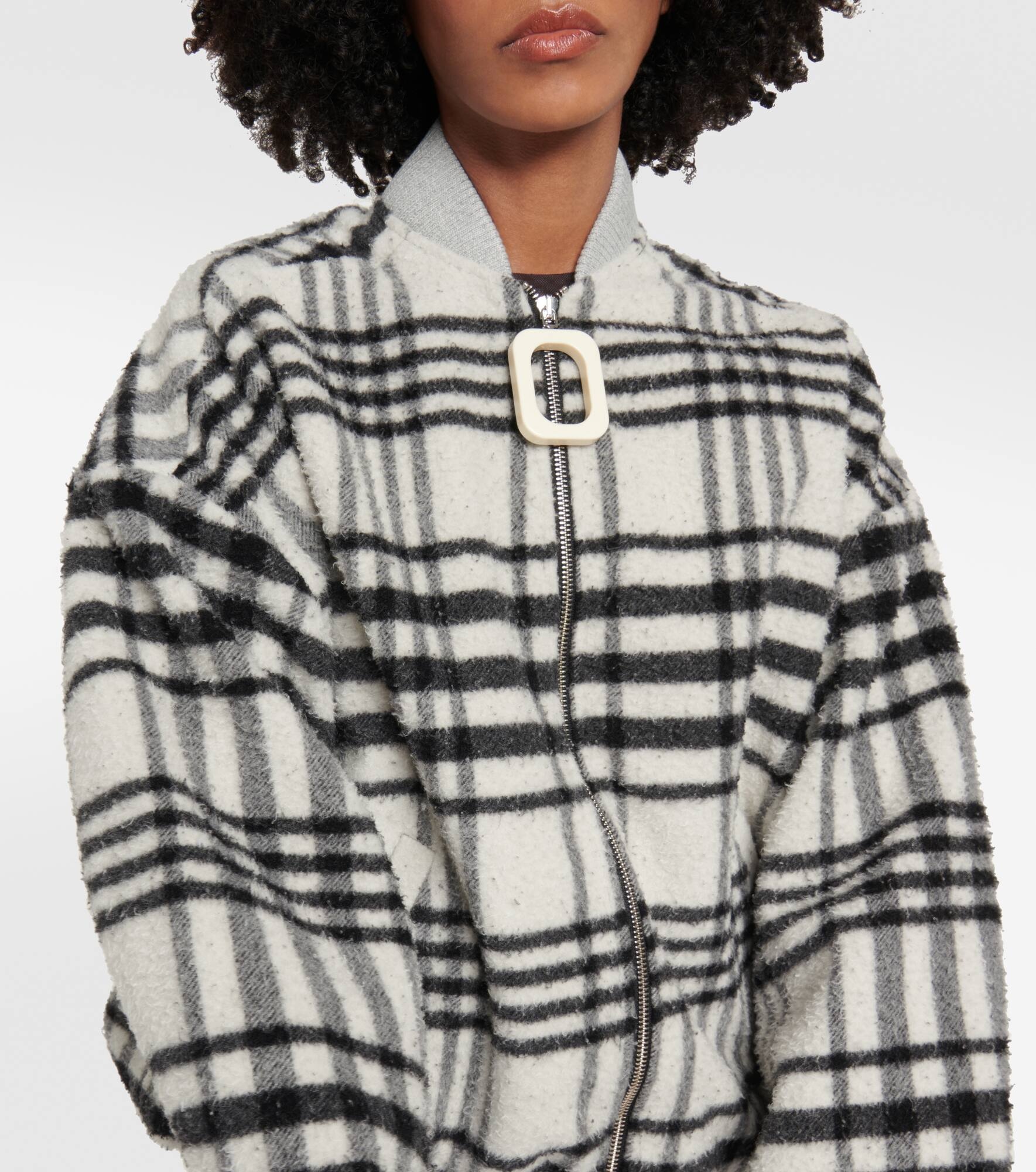 Checked wool-blend bomber jacket - 5