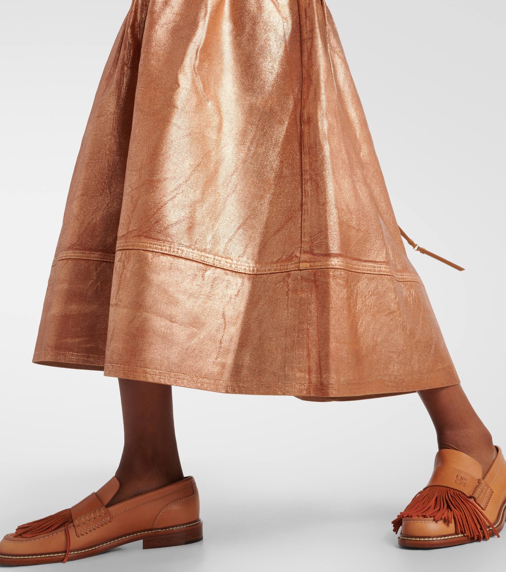 Astrid foiled denim midi skirt - 5