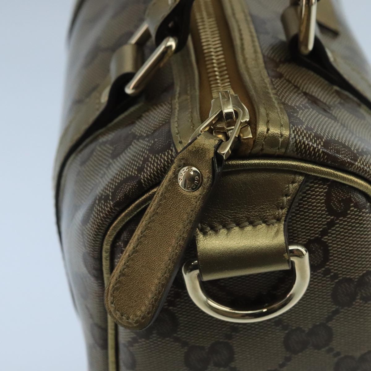 GUCCI GG Crystal Hand Bag Coated Canvas Brown Gold - 9