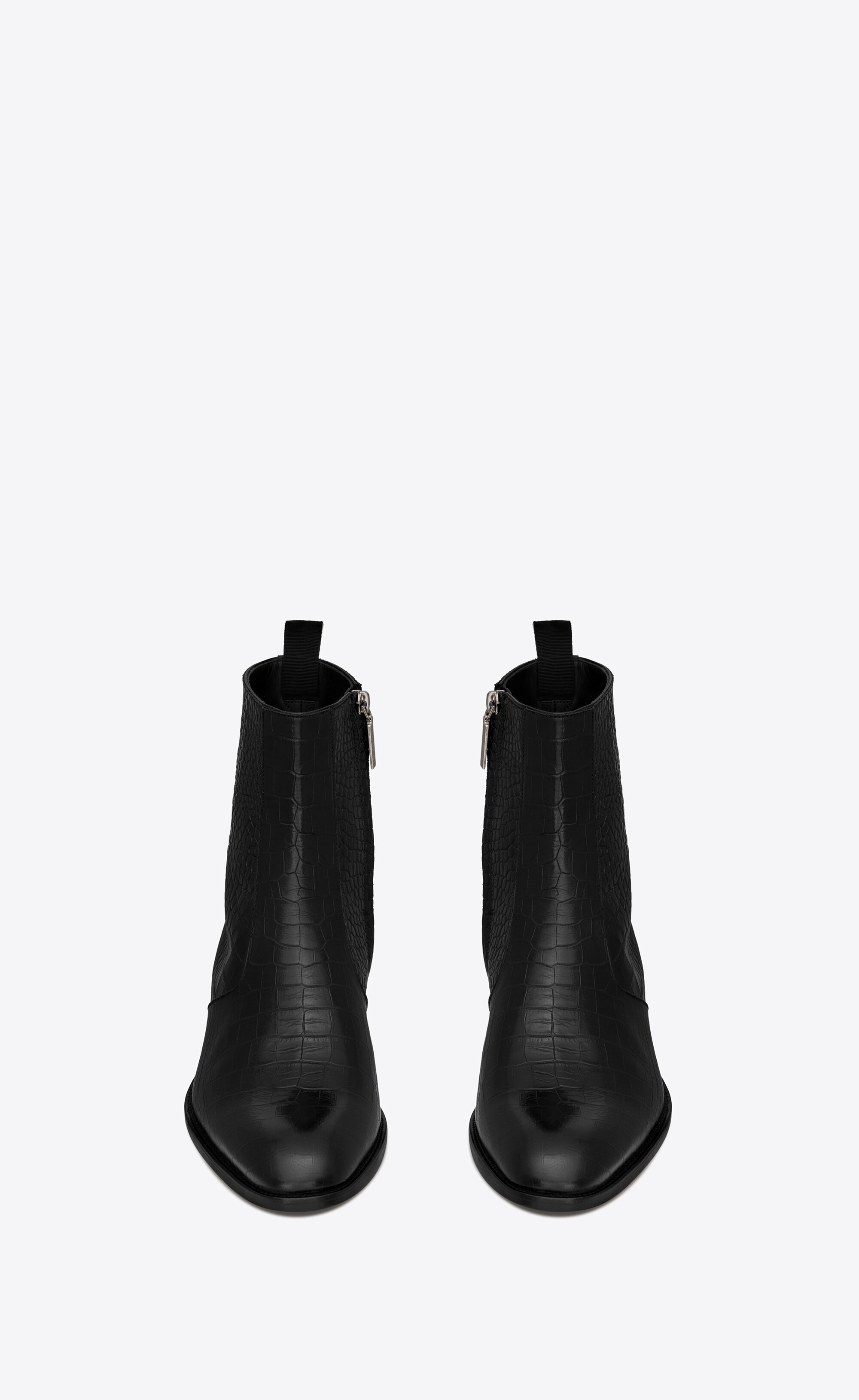 wyatt zipped boots in crocodile-embossed leather - 2