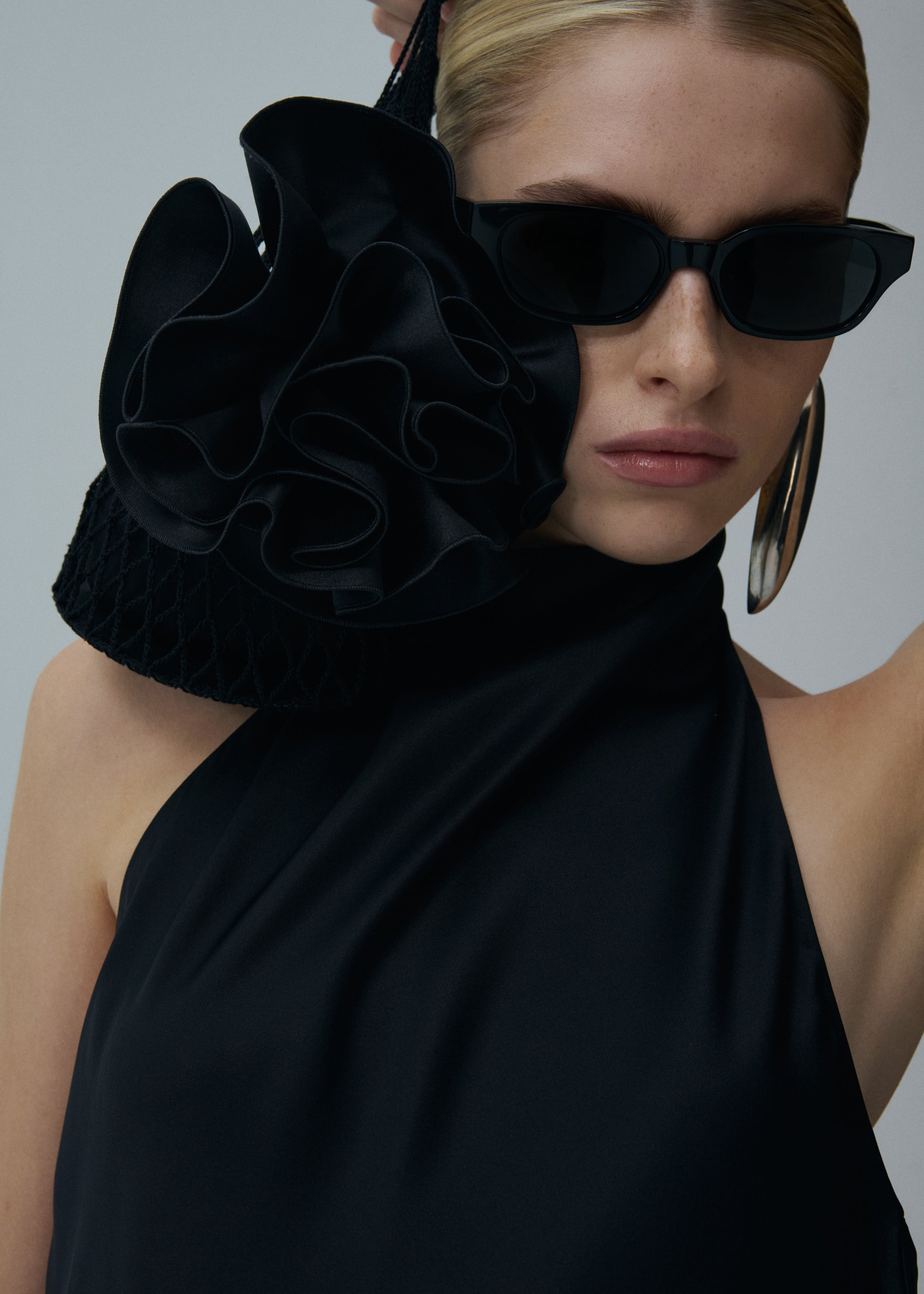Lace trim handkerchief top in black - 5
