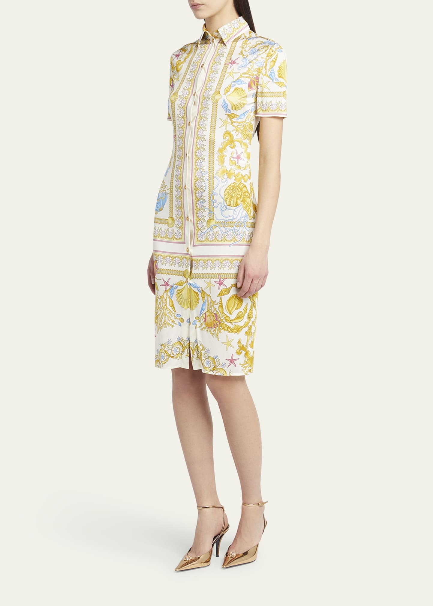 Underwater Baroque-Print Jersey Shirtdress - 4