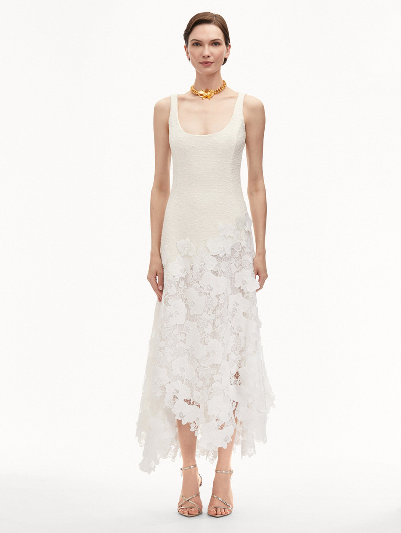 Oscar de la Renta ORCHID GUIPURE & TWEED SLEEVELESS DRESS outlook