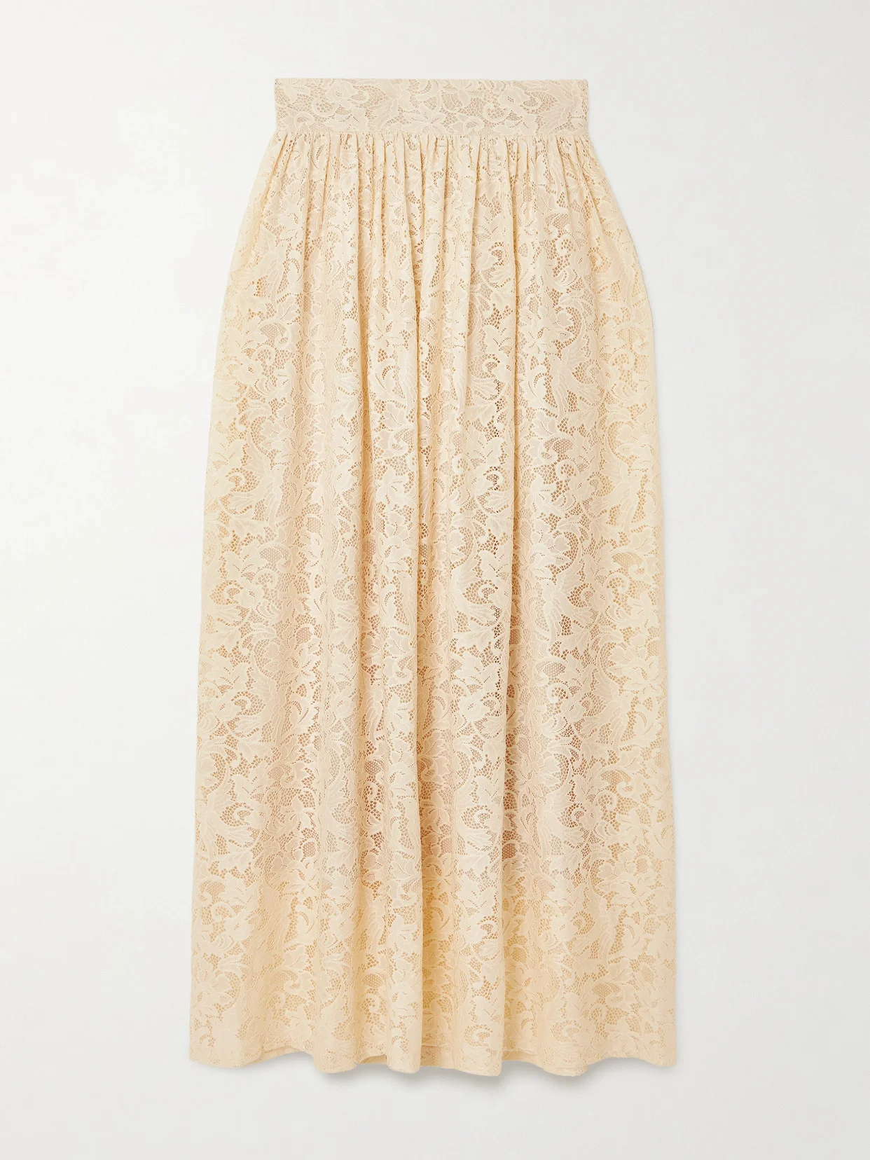 Pleated Lace Midi Skirt - 1