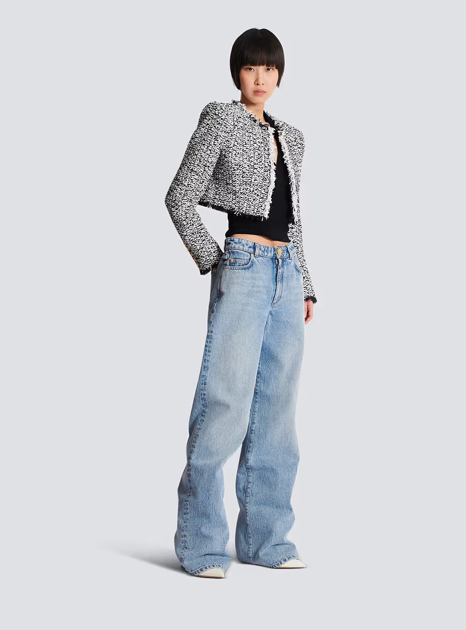 Side To Side Cropped Tweed Jacket - 3