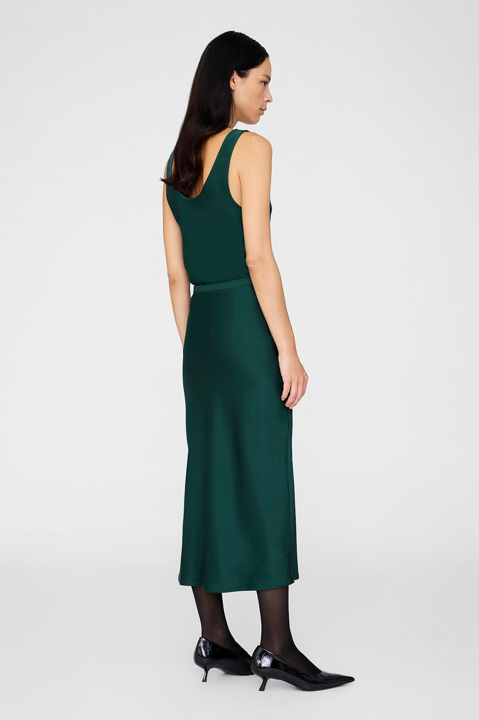 Bar Silk Skirt - Dark Teal - 3