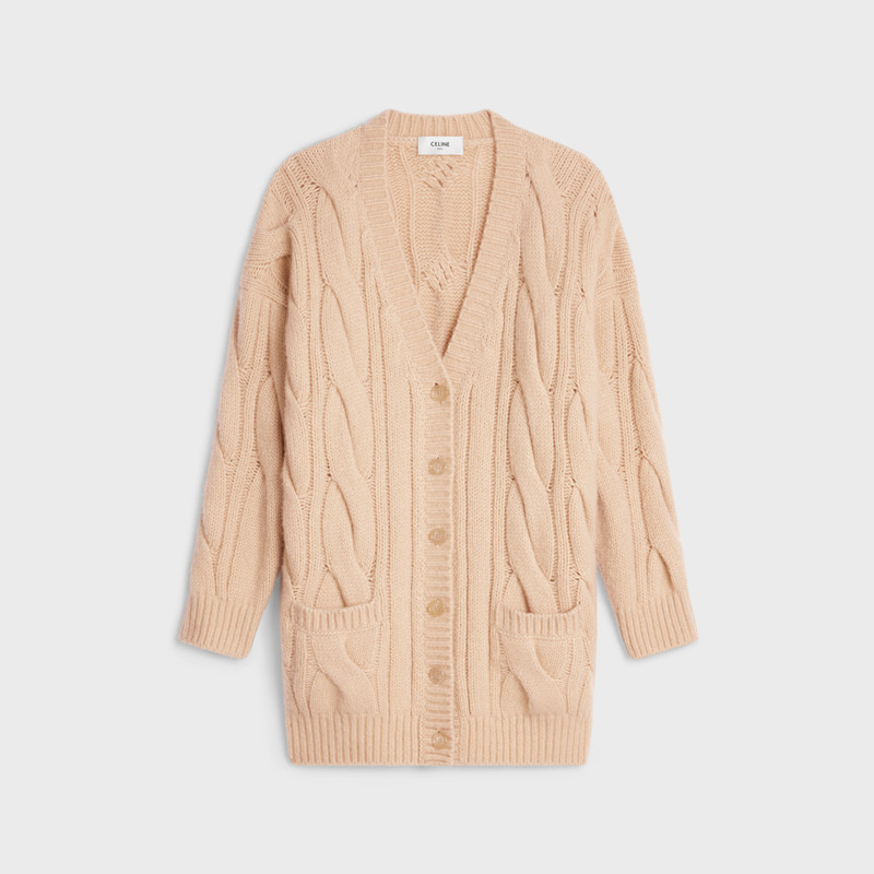 cable-knit long cardigan in cashmere and silk 1