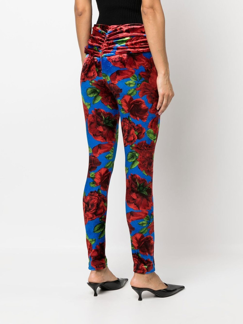 rose-print velvet leggings 4