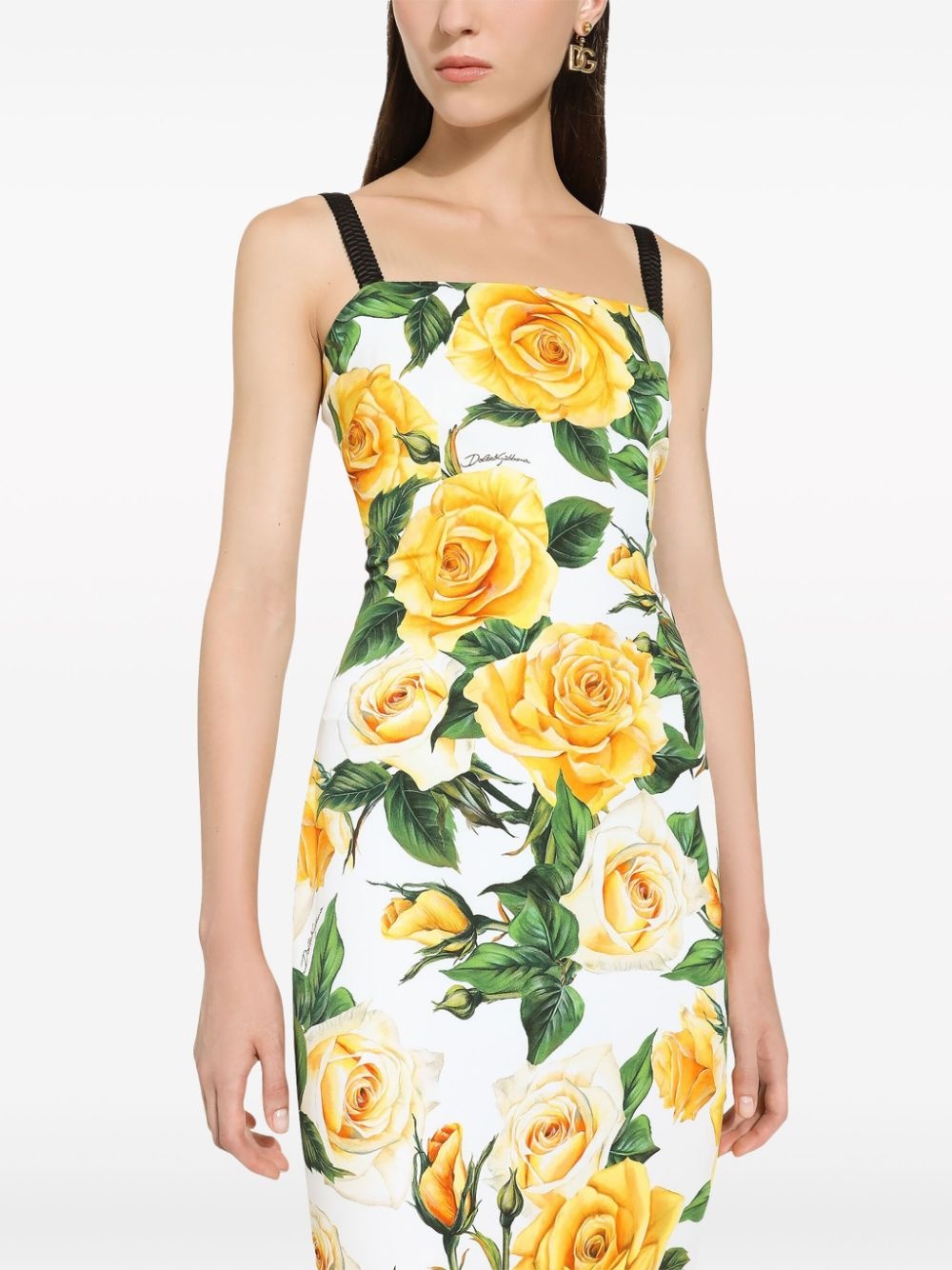 rose-print silk-blend midi dress - 4