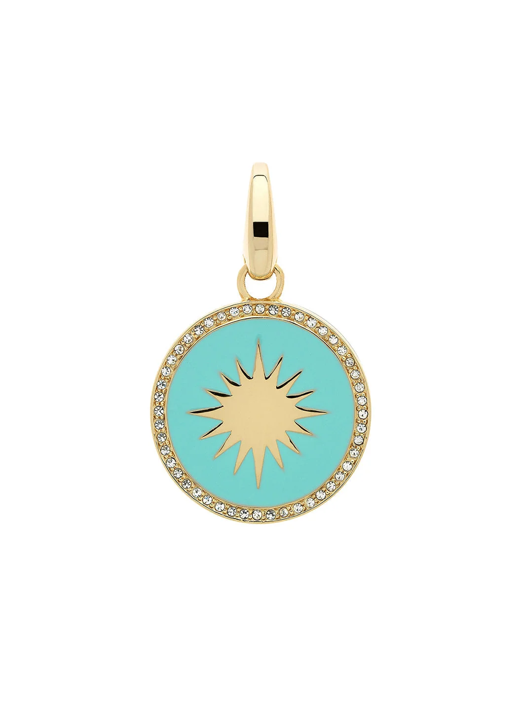 GOLD CRYSTAL LARGE TURQUOISE CHARM - 1