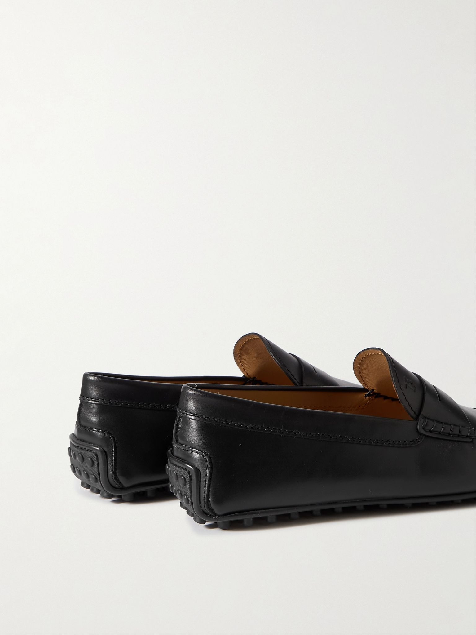 City Gommino Logo-Debossed Leather Driving Shoes Black - 4