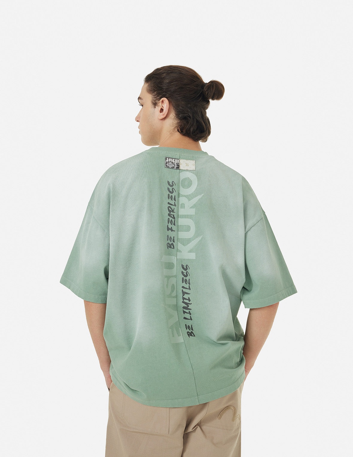 Garment Dyed Calligraphy Logo Print Oversized T-shirt - 5