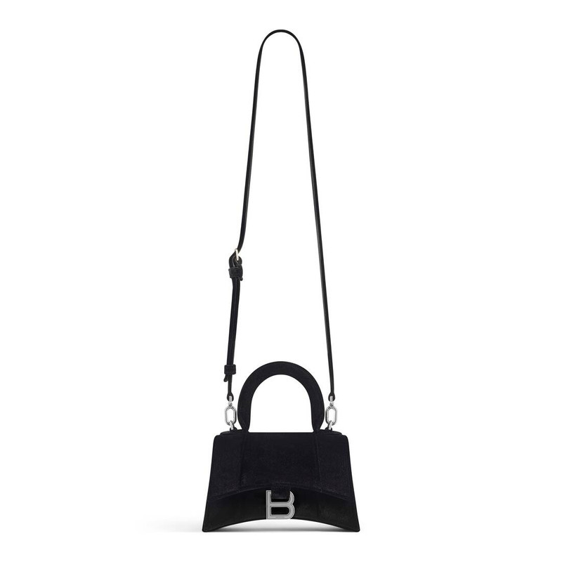 Women's Hourglass Xs Handbag Velvet Jersey in Black 5