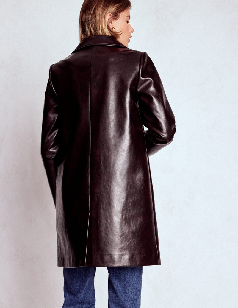 Carlisle Faux Leather Coat-Dark Cherry 4